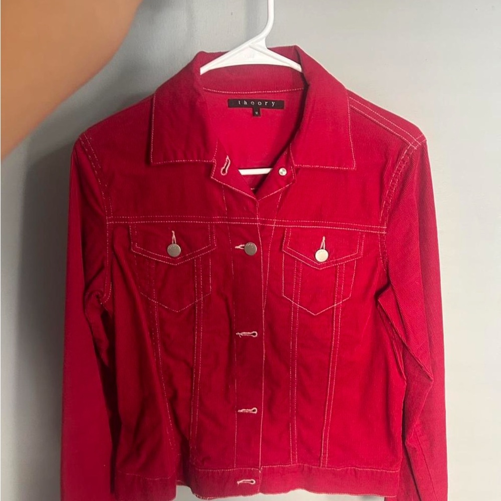 Theory Women's Vibrant Red Jean Jacket